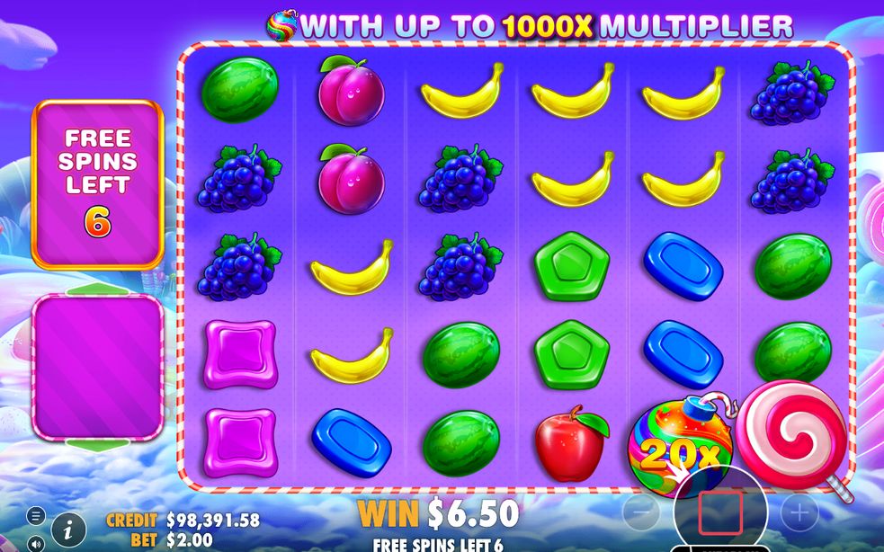 Free Spins mode with multiplier bombs on the reels