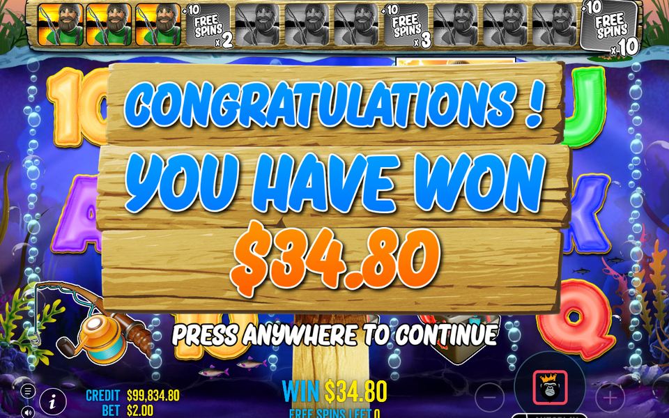 Base game win shown on the 5x3 grid