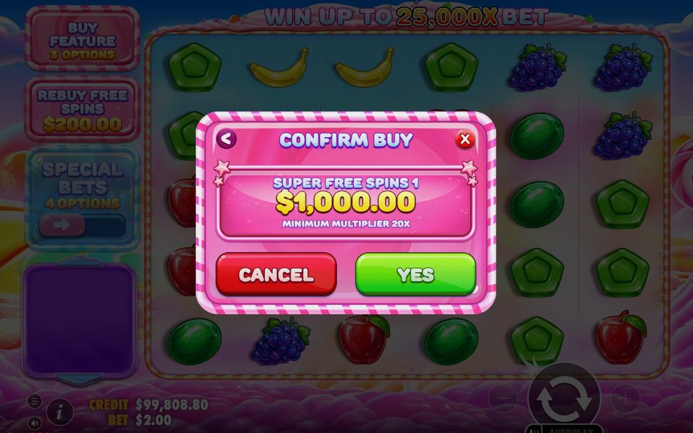 Base game bonus screen with Lollipop scatters