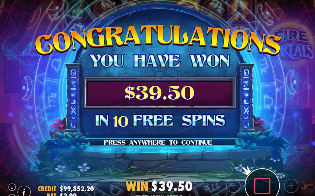 Win result once the Tumble Feature stops